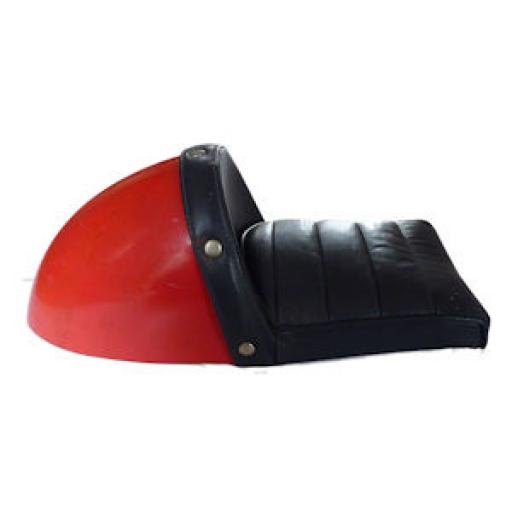 Cafe Racer Seat in Red with Black Seat Fitted with Press Studs to the Seat Base