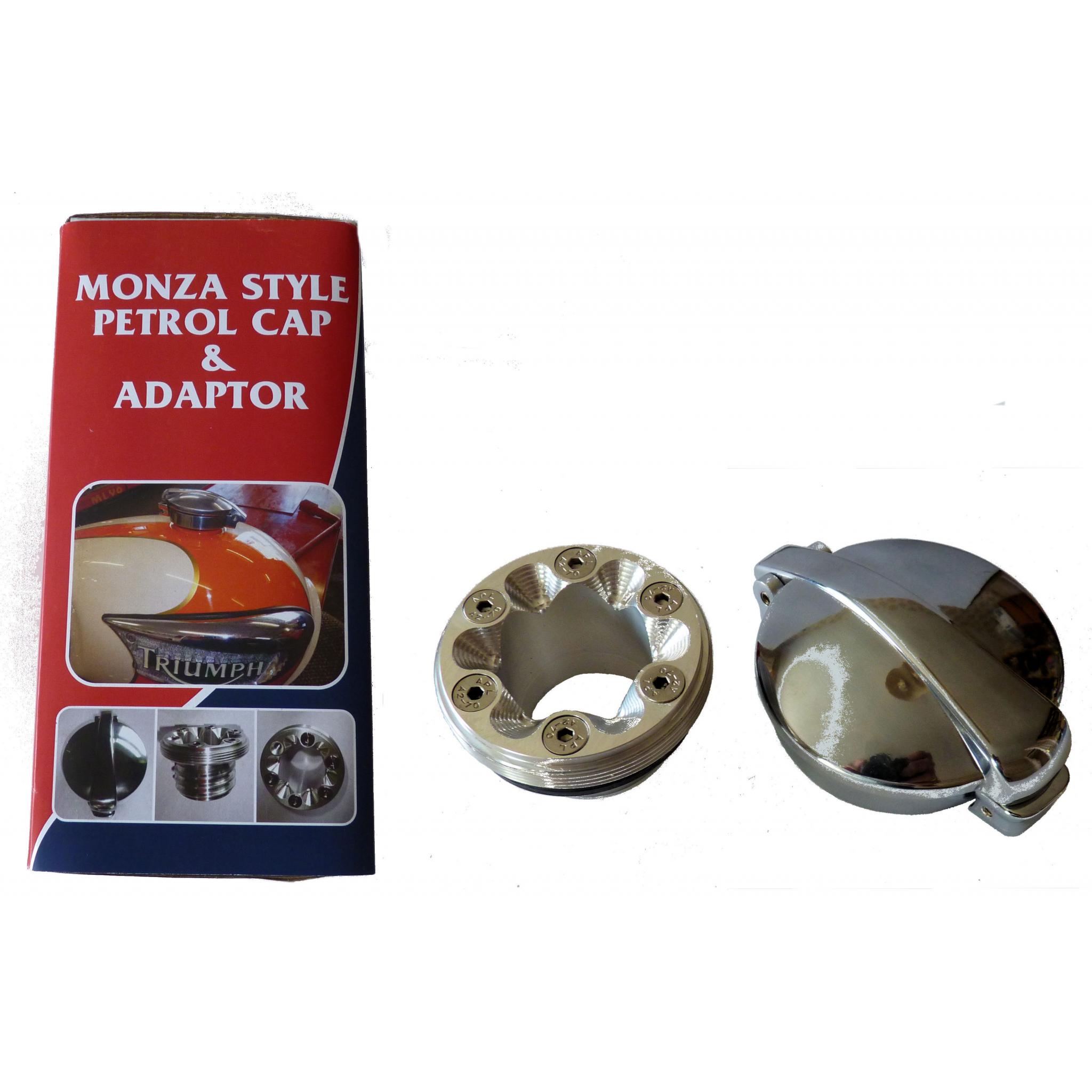 Monza Style Petrol/Fuel Cap and Adaptor for Hinckley Triumph Bonneville, Thunderbird, T100