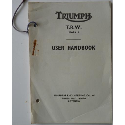 Triumph Army TRW Mark 3 User Handbook - 1964