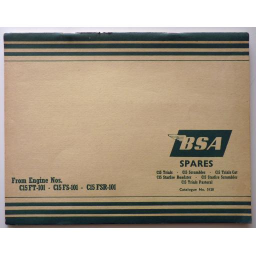 BSA Replacement Parts Catalogue - BSA C15 Catalogue No 00-5120