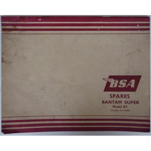 BSA Spare Parts Catalogue - BSA Bantam Super Model D7