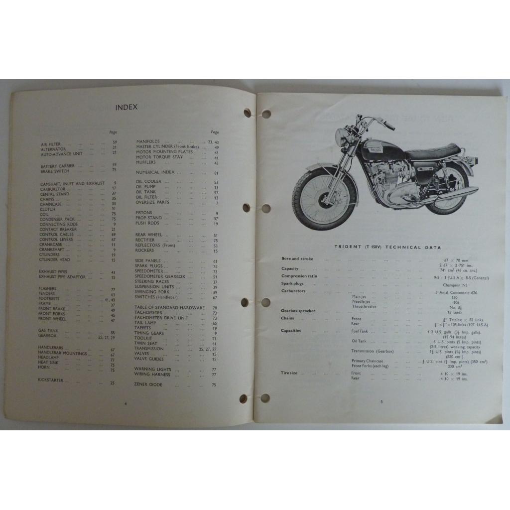 New Catalogue TRIUMPH TRIDENT T150 Parts List Old Stock 