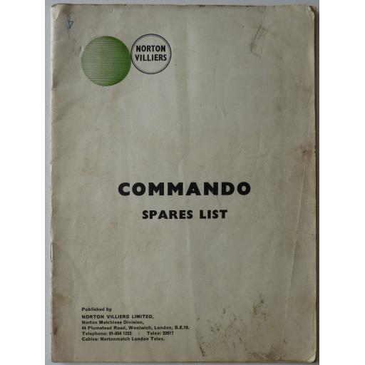 Norton Commando Spare Parts List - 1968