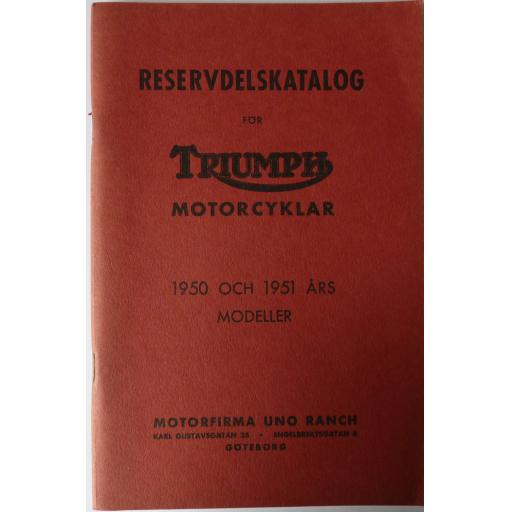 Triumph Motorcycle Spare Parts List - 1950 and 1951 in SWEDISH