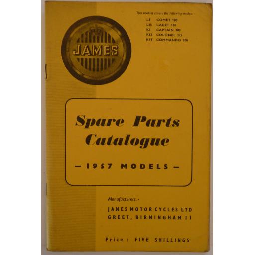 James Spare Parts Catalogue/List/Book - 1957 Models