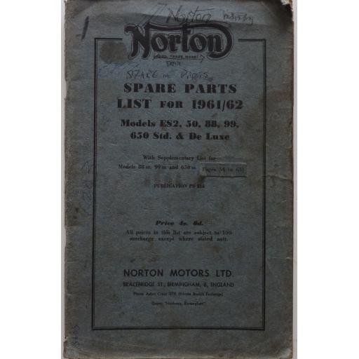 Norton Spare Parts List - ES2, 50 88 99 650 - 1961-62